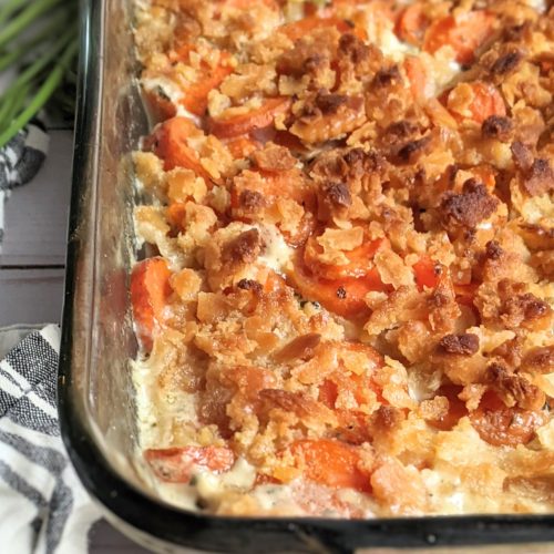creamy baked garlic carrots recipe vegetarian carrot side dishes for the holidays creamy thanksgiving carrots, fall carrot bake creamy carrot casserole recipe with garlic sauce no meat meatless carrot sides