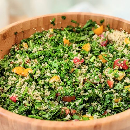 parsley tabouli with quinoa salad green onions olive oil mint and parsley salad with grains healthy plant based gluten free tabbouleh with quinoa no wheat