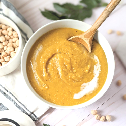 dairy free chickpea soup with carrots healthy vegan carrot soup with garbanzo beans recipe creamy blended soups non dairy high protein