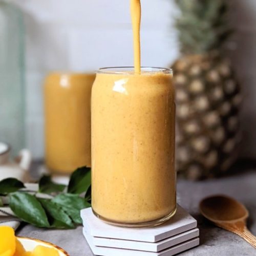 mango and pineapple smoothie recipe healthy vegan breakfasts that are high protein and high in fiber.
