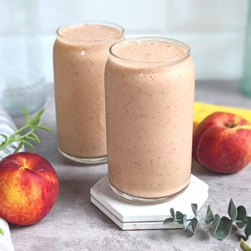 peach smoothie with bananas for breakfast recipe frozen banana in smoothie with peaches and flax seeds