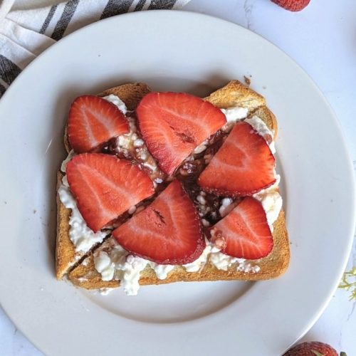 cottage cheese and bread with strawberries and honey and jam on toast recipe healthy vegetarian gluten free option