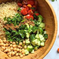 high protein quinoa salad vegan vegetarian gluten free homemade lemon vinaigrette dressing lemony quinoa salad lunch or dinner side dishes